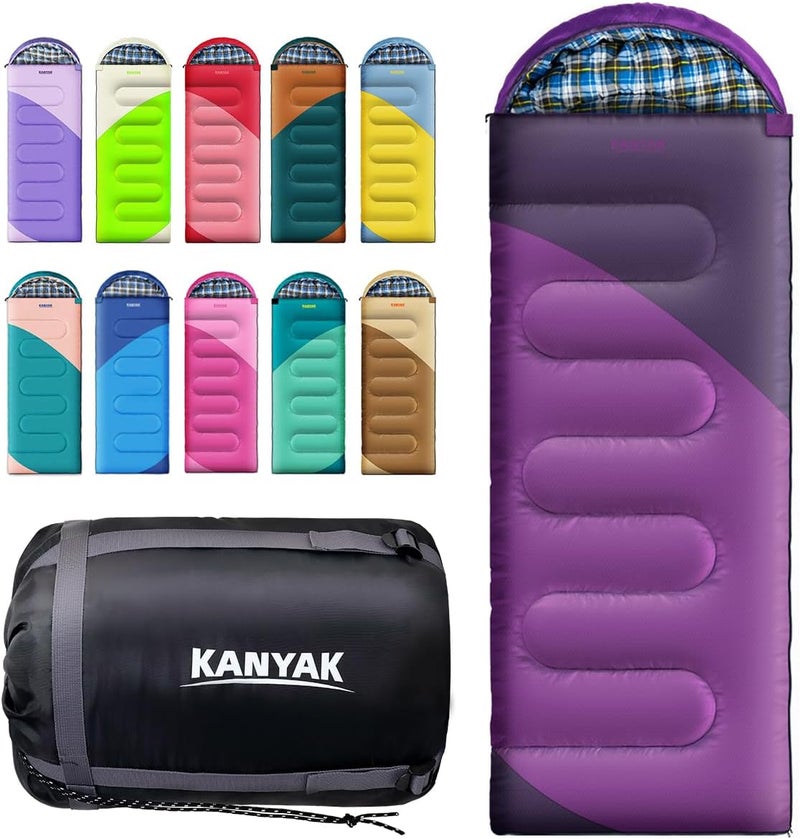 Kanyak Camping Sleeping Bag, 32℉ Sleeping Bags for Adults Kids Teens Cold Weather Warm Sleeping Bag Winter for 3-4 Season Camping, Camping Gear Equipment, Traveling, and Outdoors - Image 1